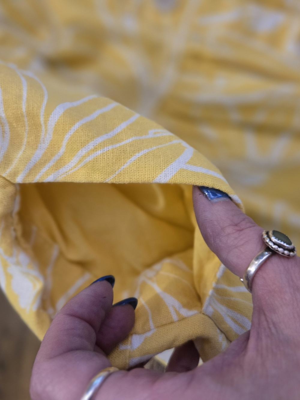 Yellow Linen Blend Floral Tie-Waist Midi Skirt - Picture 3 of 4